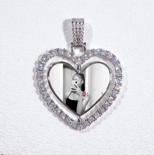 3D Spinning 2-Faced Heart Custom Picture Pendant