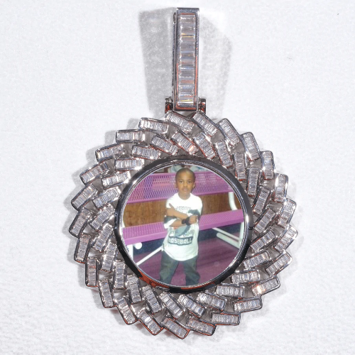 Large 3D Baguette Custom Picture Pendant