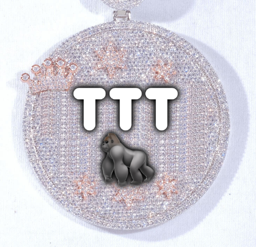 CUSTOM LETTER NECKLACE 3D BIG CROWN DISC