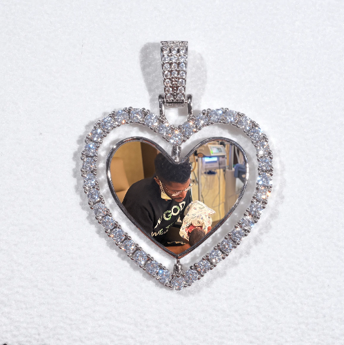 3D Spinning 2-Faced Heart Custom Picture Pendant