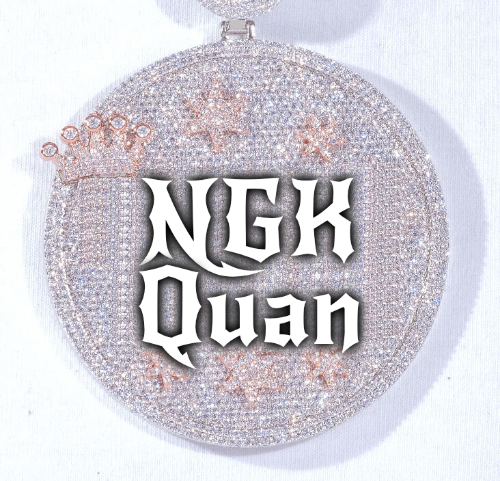 CUSTOM LETTER NECKLACE 3D BIG CROWN DISC