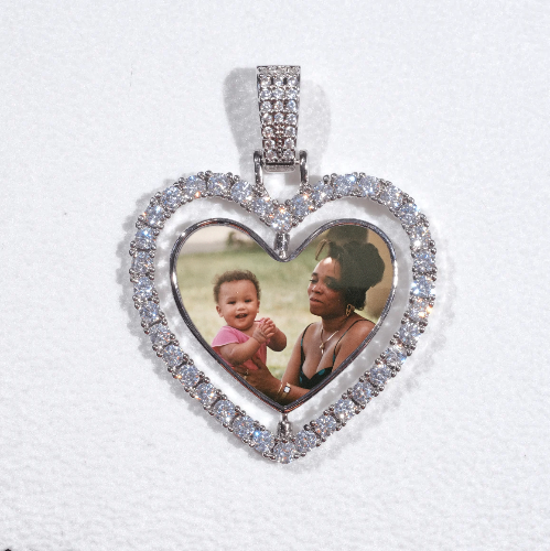 3D Spinning 2-Faced Heart Custom Picture Pendant