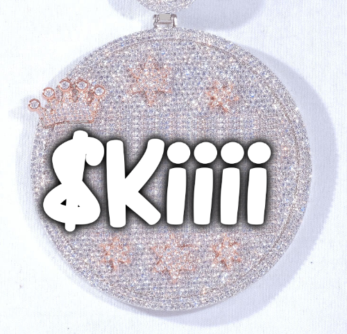 CUSTOM LETTER NECKLACE 3D BIG CROWN DISC
