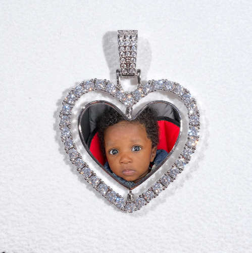 3D Spinning 2-Faced Heart Custom Picture Pendant