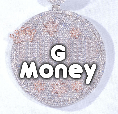 CUSTOM LETTER NECKLACE 3D BIG CROWN DISC