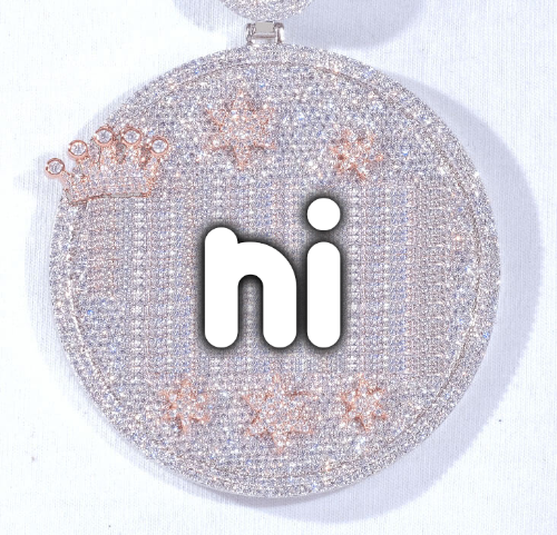 CUSTOM LETTER NECKLACE 3D BIG CROWN DISC