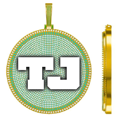 CUSTOM LETTER NECKLACE 3D BIG DISC