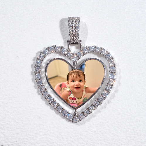3D Spinning 2-Faced Heart Custom Picture Pendant