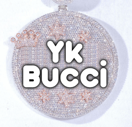 CUSTOM LETTER NECKLACE 3D BIG CROWN DISC