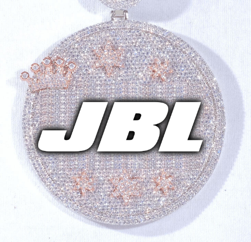 CUSTOM LETTER NECKLACE 3D BIG CROWN DISC