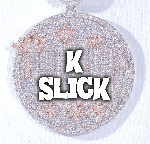 CUSTOM LETTER NECKLACE 3D BIG CROWN DISC