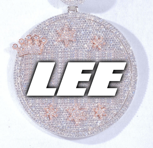 CUSTOM LETTER NECKLACE 3D BIG CROWN DISC