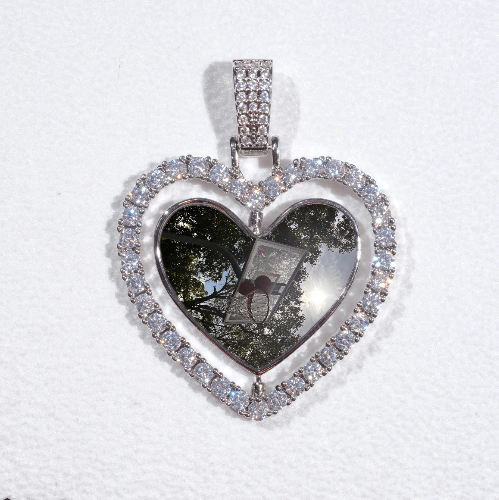 3D Spinning 2-Faced Heart Custom Picture Pendant
