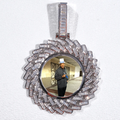 Large 3D Baguette Custom Picture Pendant