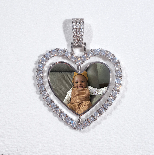 3D Spinning 2-Faced Heart Custom Picture Pendant