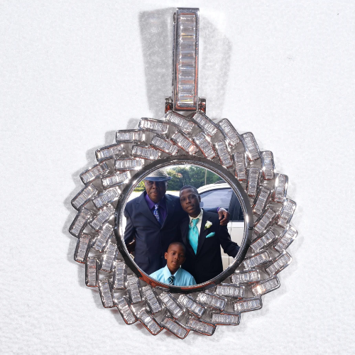 Large 3D Baguette Custom Picture Pendant