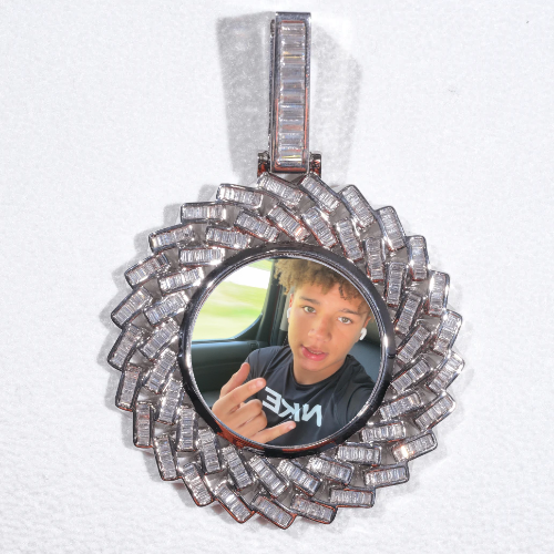 Large 3D Baguette Custom Picture Pendant