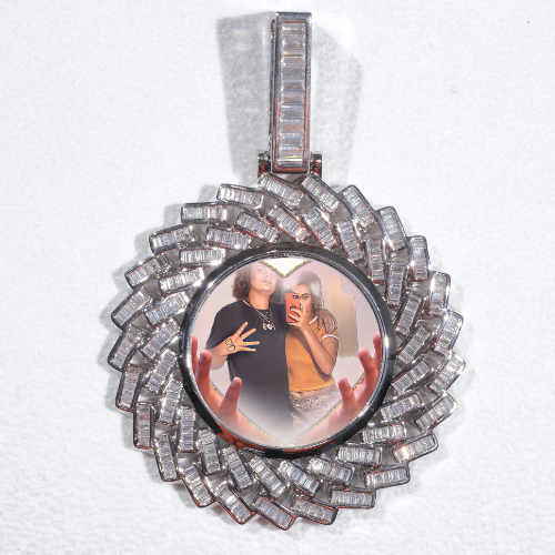 Large 3D Baguette Custom Picture Pendant