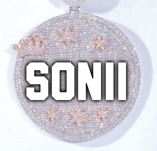 CUSTOM LETTER NECKLACE 3D BIG CROWN DISC