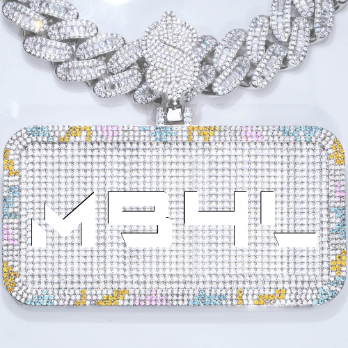 CUSTOM LETTER NECKLACE 3D COLORFUL SQUARE
