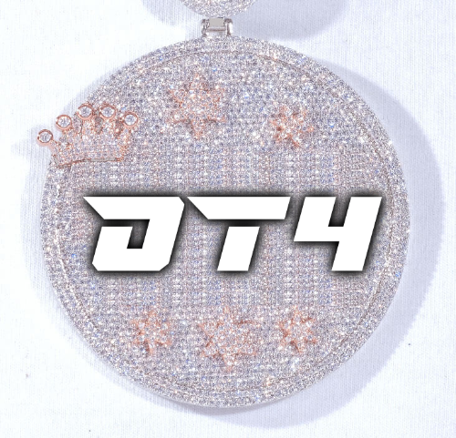 CUSTOM LETTER NECKLACE 3D BIG CROWN DISC