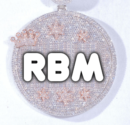 CUSTOM LETTER NECKLACE 3D BIG CROWN DISC