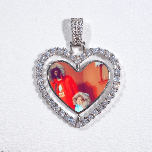 3D Spinning 2-Faced Heart Custom Picture Pendant