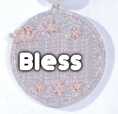CUSTOM LETTER NECKLACE 3D BIG CROWN DISC