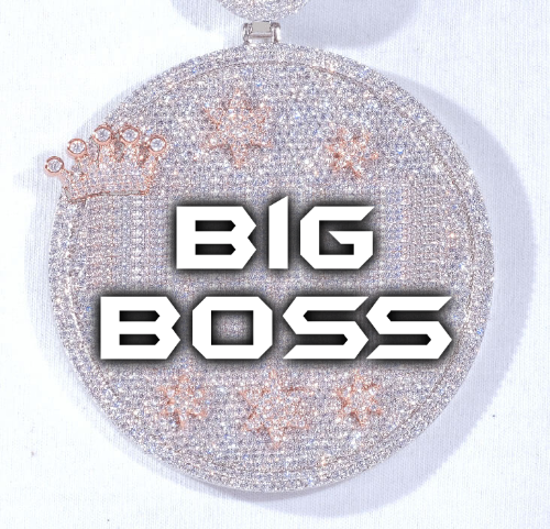 CUSTOM LETTER NECKLACE 3D BIG CROWN DISC