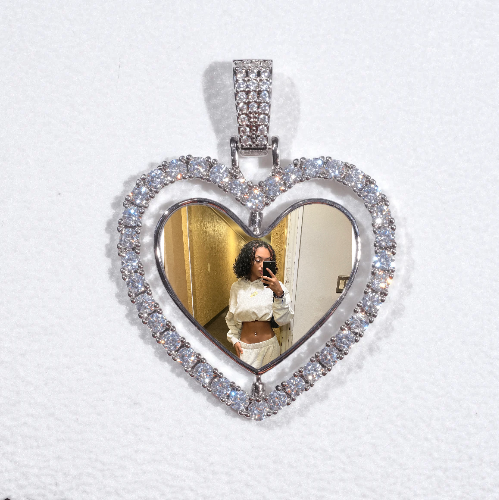 3D Spinning 2-Faced Heart Custom Picture Pendant