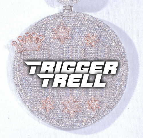 CUSTOM LETTER NECKLACE 3D BIG CROWN DISC