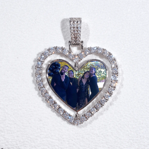 3D Spinning 2-Faced Heart Custom Picture Pendant