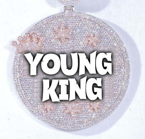 CUSTOM LETTER NECKLACE 3D BIG CROWN DISC