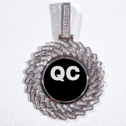 Large 3D Baguette Custom Picture Pendant