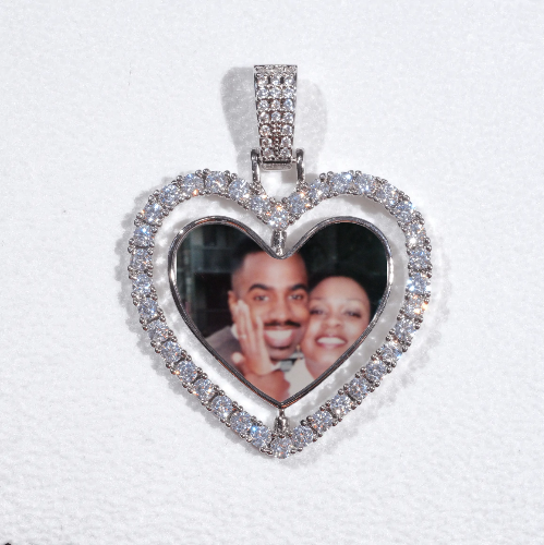 3D Spinning 2-Faced Heart Custom Picture Pendant