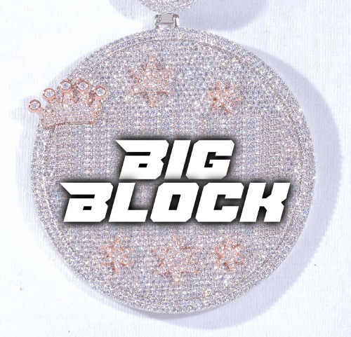 CUSTOM LETTER NECKLACE 3D BIG CROWN DISC