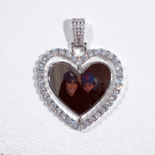 3D Spinning 2-Faced Heart Custom Picture Pendant