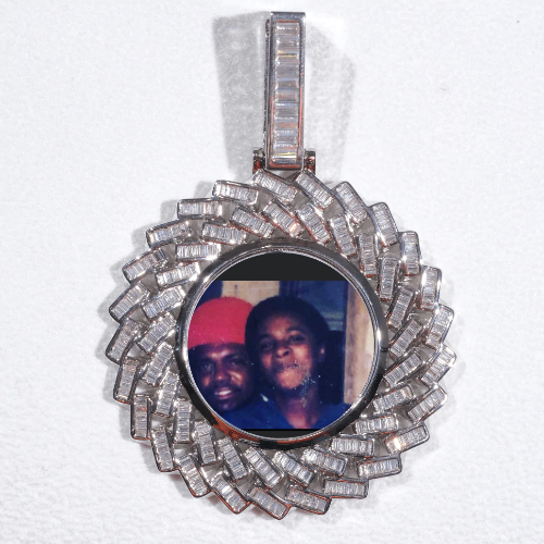 Large 3D Baguette Custom Picture Pendant