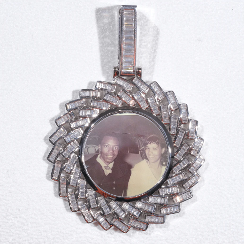 Large 3D Baguette Custom Picture Pendant