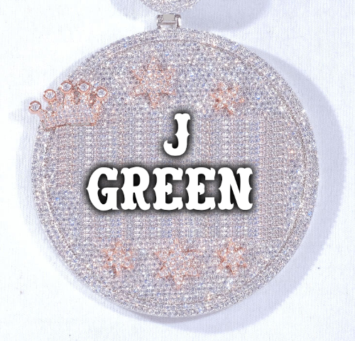 CUSTOM LETTER NECKLACE 3D BIG CROWN DISC