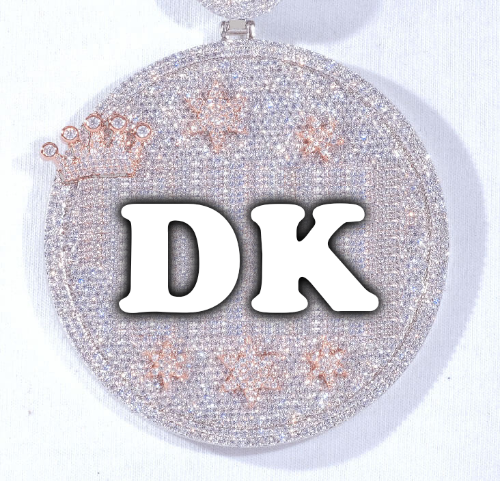 CUSTOM LETTER NECKLACE 3D BIG CROWN DISC