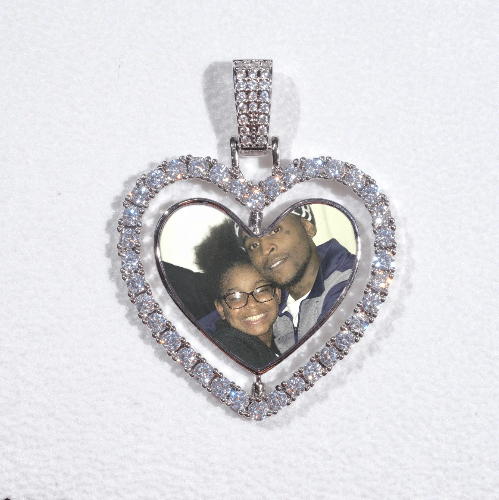 3D Spinning 2-Faced Heart Custom Picture Pendant
