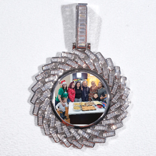 Large 3D Baguette Custom Picture Pendant