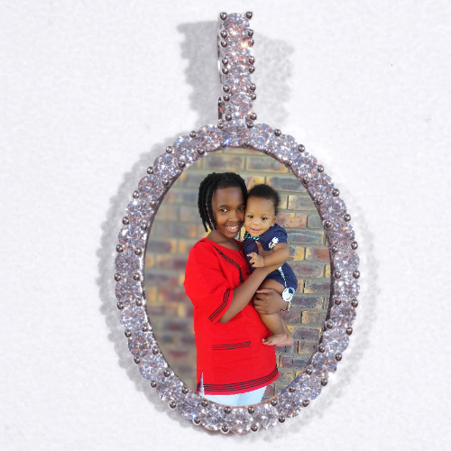Large 3D Oval Custom Picture Pendant