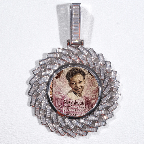 Large 3D Baguette Custom Picture Pendant
