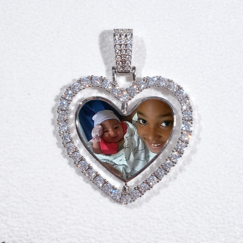 3D Spinning 2-Faced Heart Custom Picture Pendant