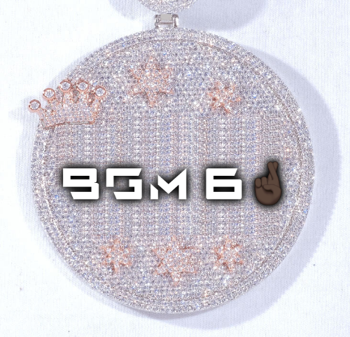 CUSTOM LETTER NECKLACE 3D BIG CROWN DISC