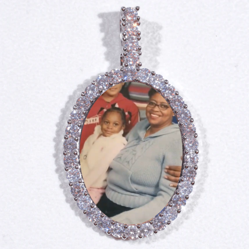 Large 3D Oval Custom Picture Pendant