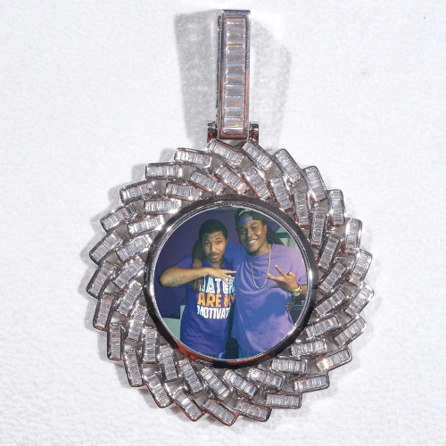 Large 3D Baguette Custom Picture Pendant