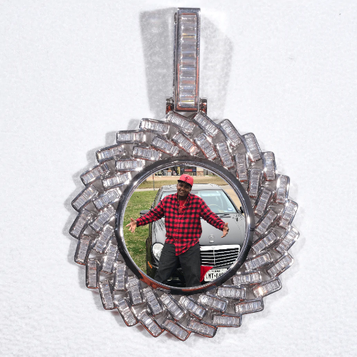 Large 3D Baguette Custom Picture Pendant